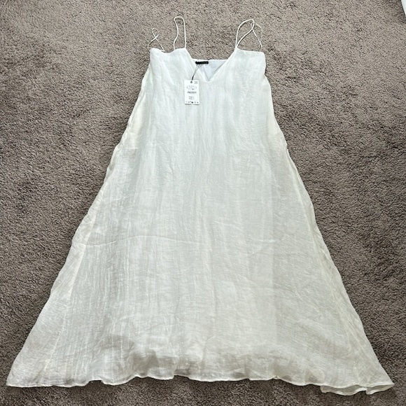 NWT ZARA LINEN BLEND DRESS ZW COLLECTION - Ecru - Picture 5 of 16